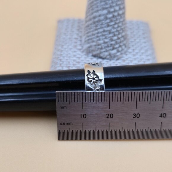 Size 7.25 Sterling Silver Cute Turtles Hefty Band Ring A5430 - Picture 8 of 9